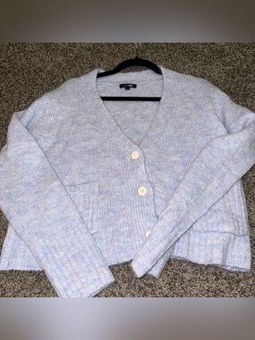 Papermoon Pastel Lavender Knit V-Neck Button Cardigan